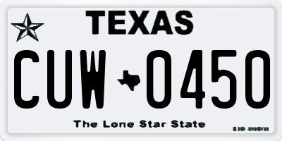 TX license plate CUW0450