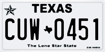 TX license plate CUW0451