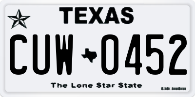 TX license plate CUW0452