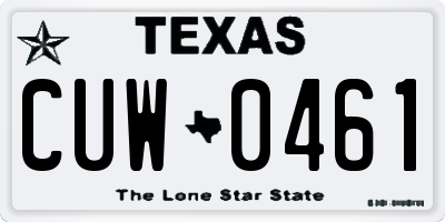 TX license plate CUW0461