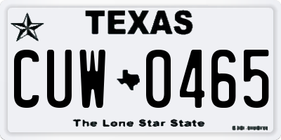 TX license plate CUW0465