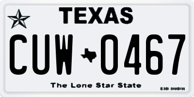 TX license plate CUW0467