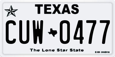 TX license plate CUW0477