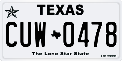 TX license plate CUW0478