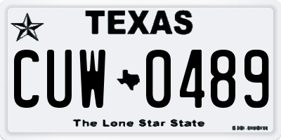 TX license plate CUW0489