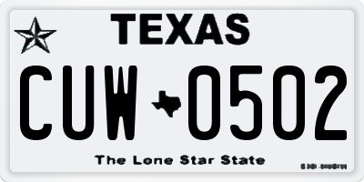 TX license plate CUW0502