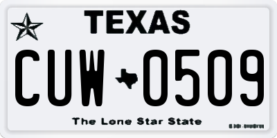 TX license plate CUW0509