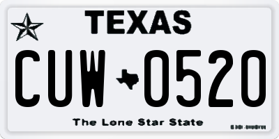 TX license plate CUW0520