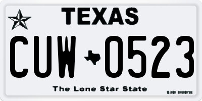 TX license plate CUW0523