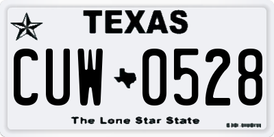 TX license plate CUW0528