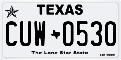 TX license plate CUW0530