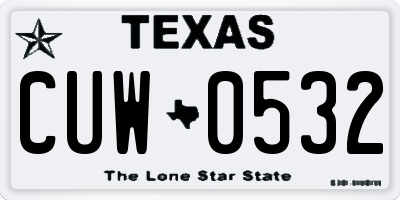 TX license plate CUW0532