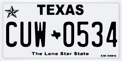 TX license plate CUW0534