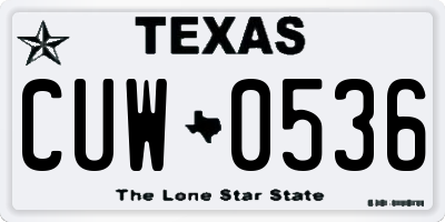 TX license plate CUW0536