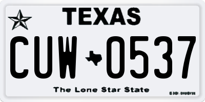 TX license plate CUW0537