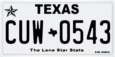 TX license plate CUW0543