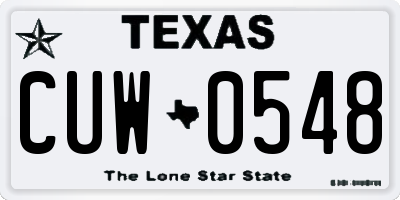 TX license plate CUW0548