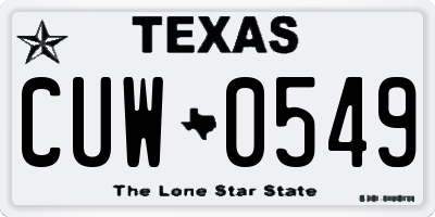 TX license plate CUW0549