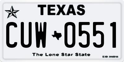 TX license plate CUW0551