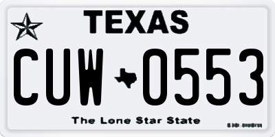 TX license plate CUW0553
