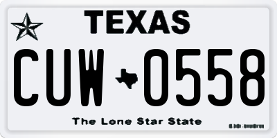TX license plate CUW0558
