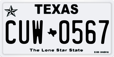 TX license plate CUW0567