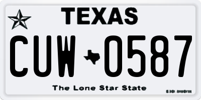 TX license plate CUW0587
