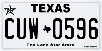 TX license plate CUW0596