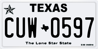 TX license plate CUW0597