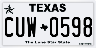 TX license plate CUW0598