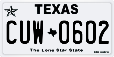 TX license plate CUW0602