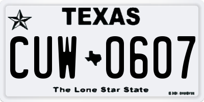TX license plate CUW0607
