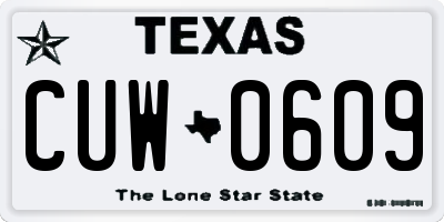 TX license plate CUW0609