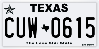 TX license plate CUW0615