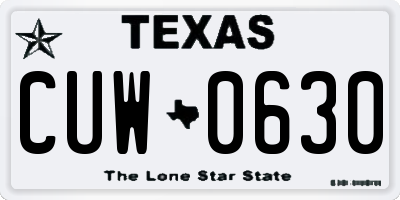 TX license plate CUW0630