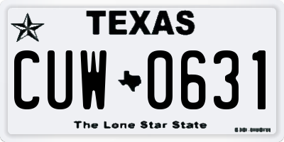 TX license plate CUW0631