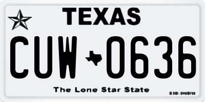 TX license plate CUW0636