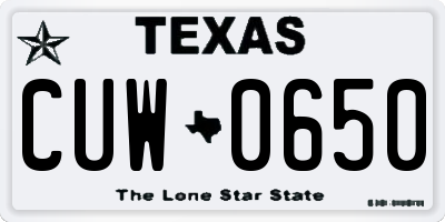 TX license plate CUW0650