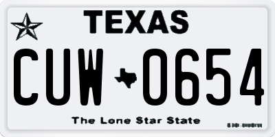 TX license plate CUW0654