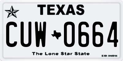 TX license plate CUW0664