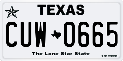 TX license plate CUW0665