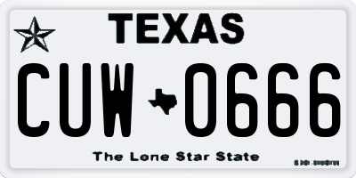 TX license plate CUW0666
