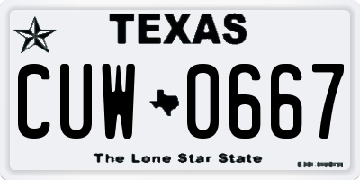 TX license plate CUW0667