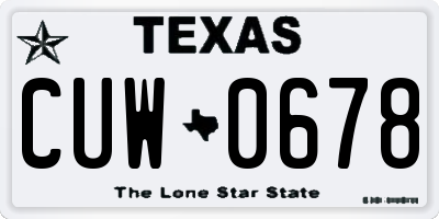 TX license plate CUW0678