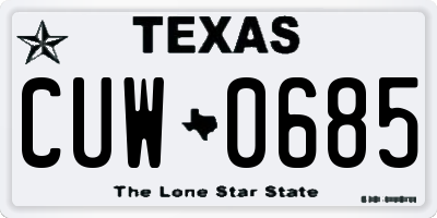 TX license plate CUW0685