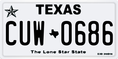TX license plate CUW0686