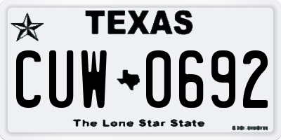 TX license plate CUW0692