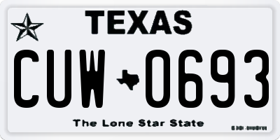 TX license plate CUW0693