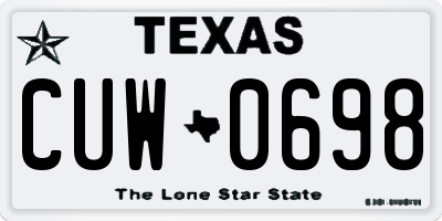 TX license plate CUW0698