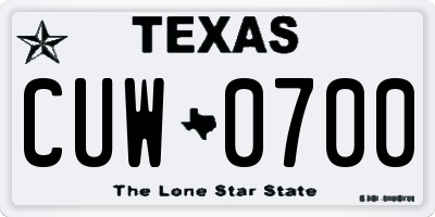 TX license plate CUW0700